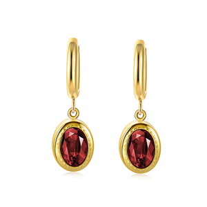 Γυναικεία σκουλαρίκια Κόκκινες Πέτρες Ζιργκόν ατσάλι 316L χρυσό bode 01999