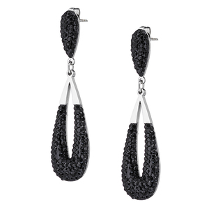 Γυναικεία σκουλαρίκια με μαύρες πέτρες ατσάλι 316L ασημί Art 02192